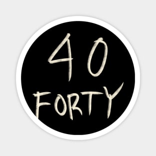Hand Drawn Letter Number 40 Forty Magnet